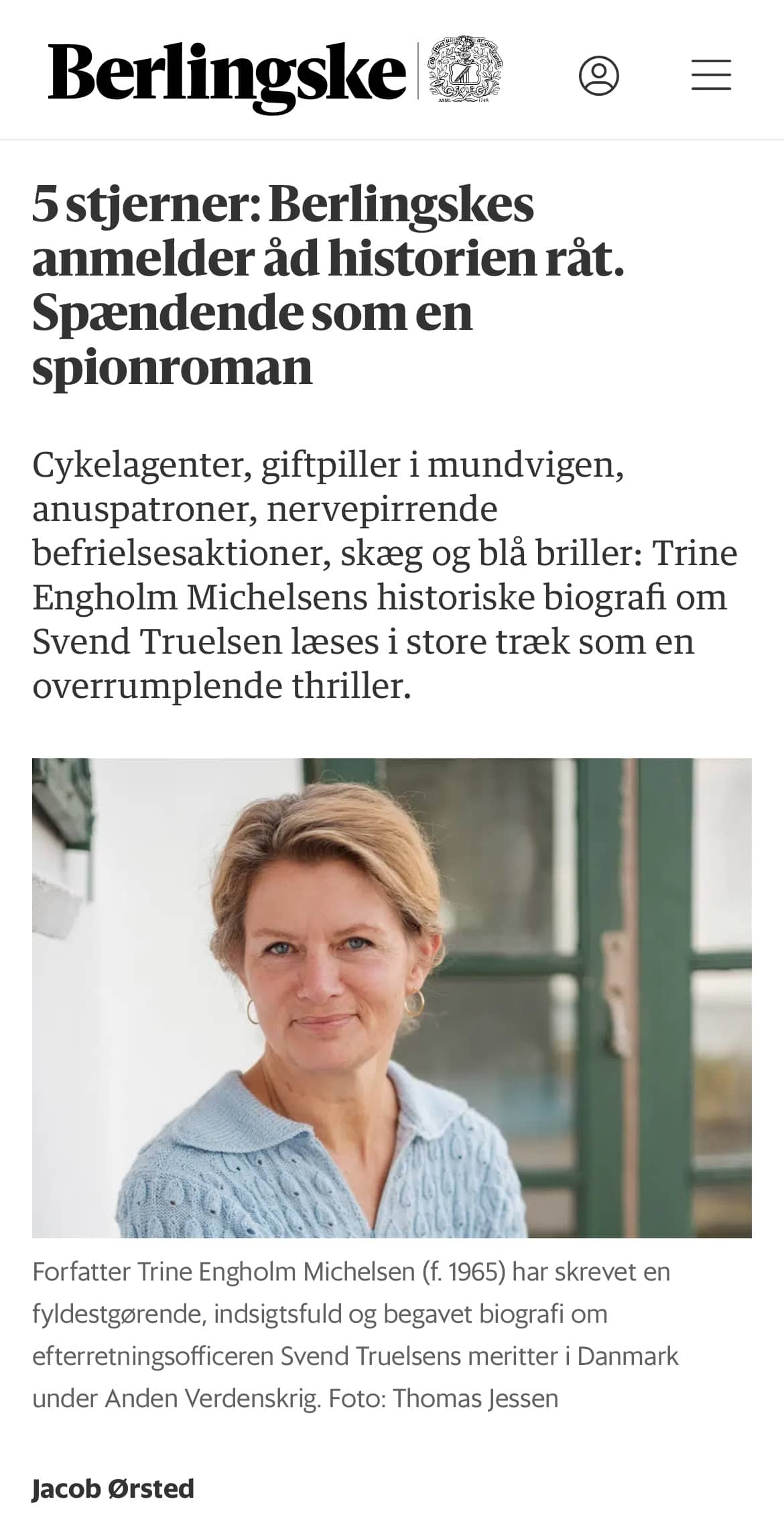 Berlingske Tidende Anmeldelse Krigens Mørkeste Time Trine Engholm Michelsen