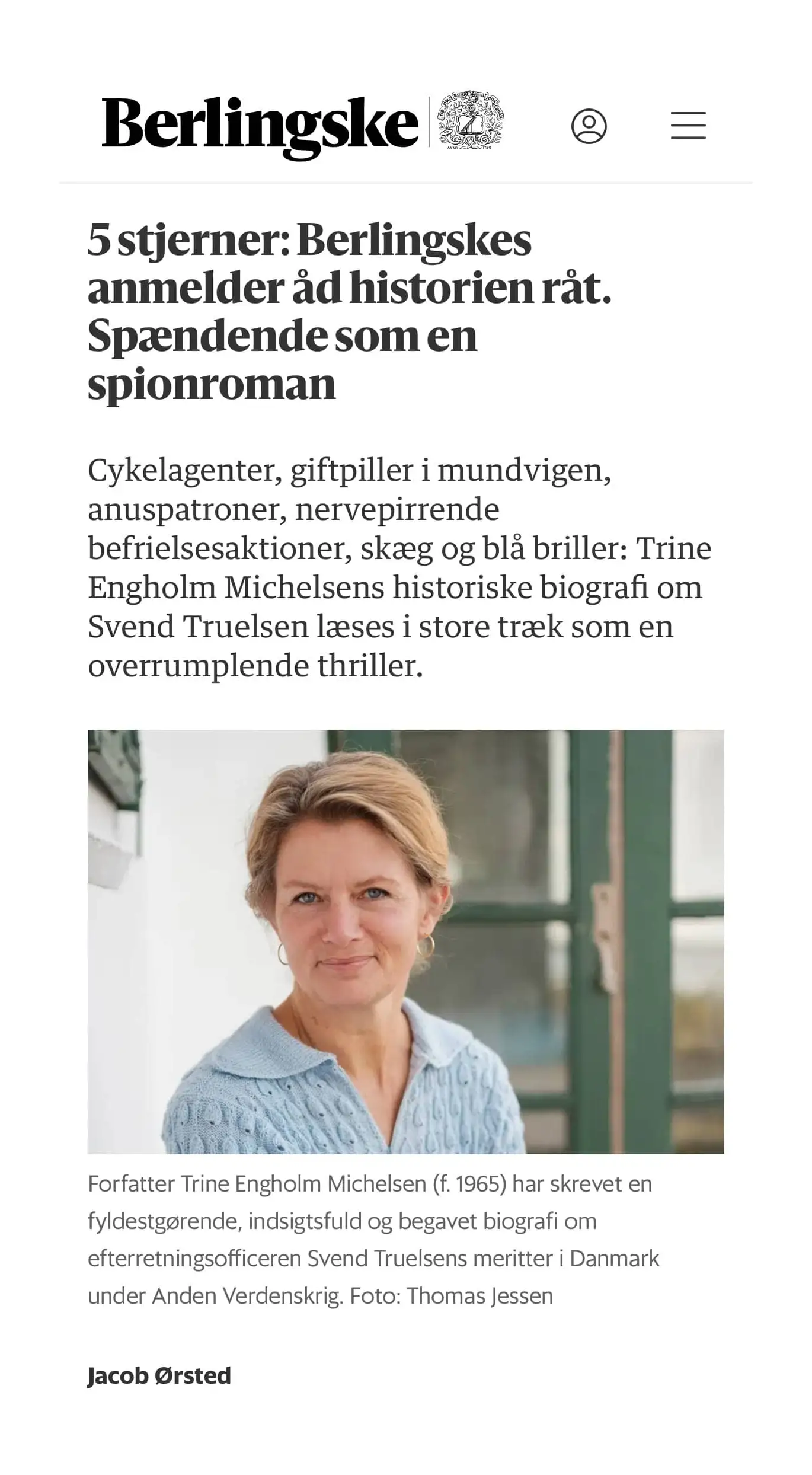 Berlingske Anmeldelse Kringens Moerkeste Time Trine Engholm
